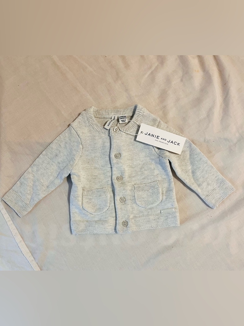Janie & Jack Baby Boy Knit Cardigan Sweater Grey Newborn